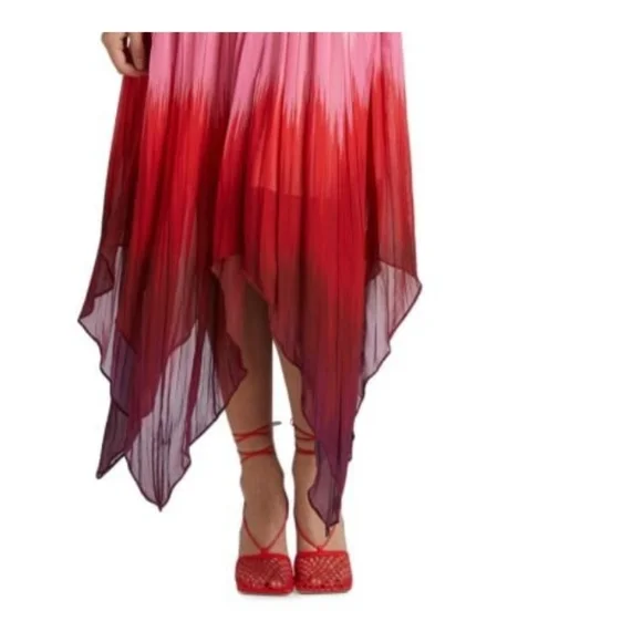 Pink and White Asymmetrical Midi Skirt for Cocktail Events - Picture 2 of 8